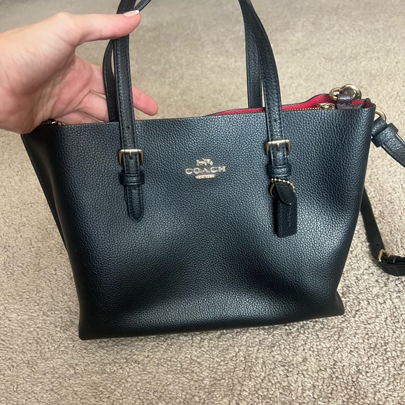 Coach Black and Red Leather Shoulder Bag - Picture 1 of 5